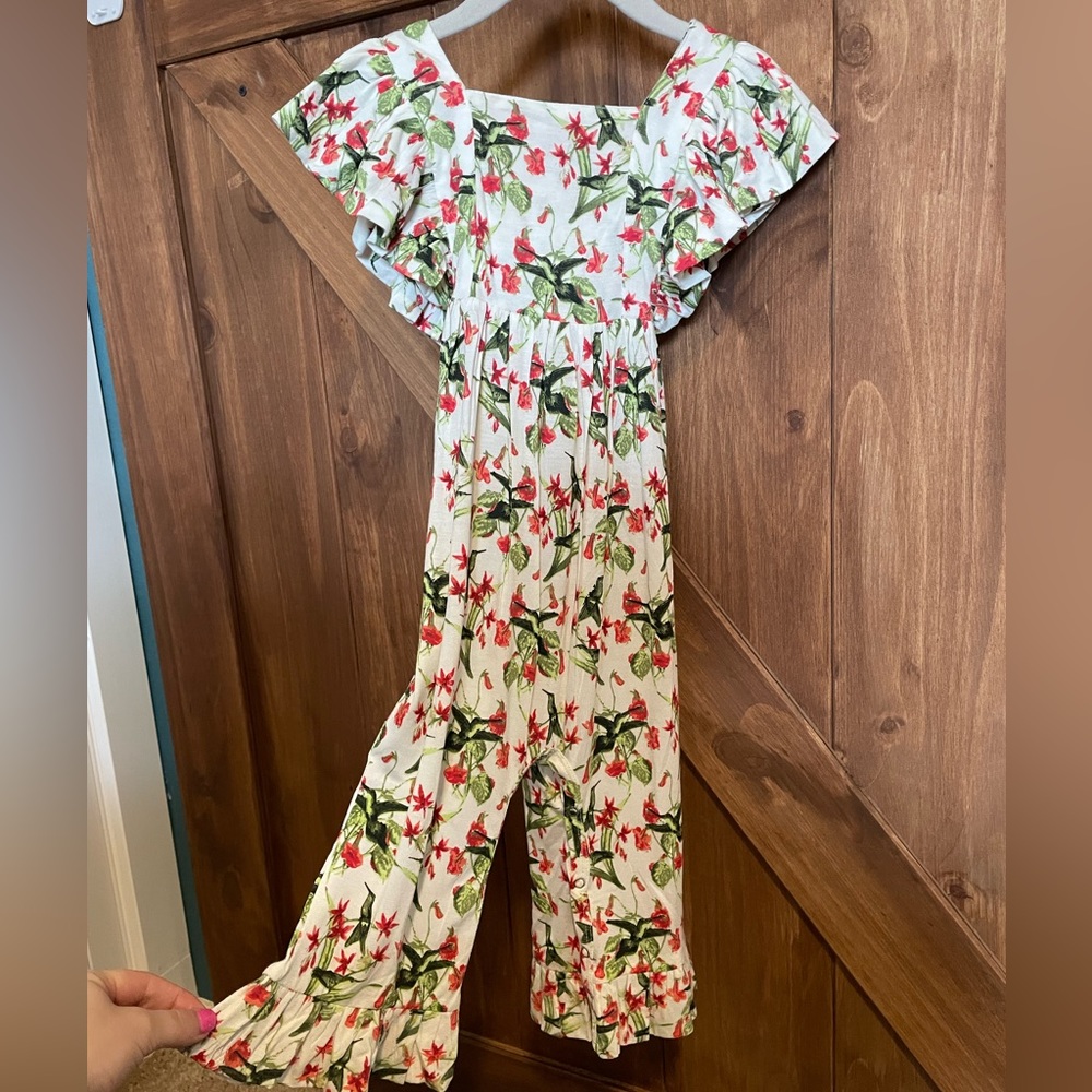 NWT Kate Quinn modal Hummingbird cross back ruffle jumpsuit